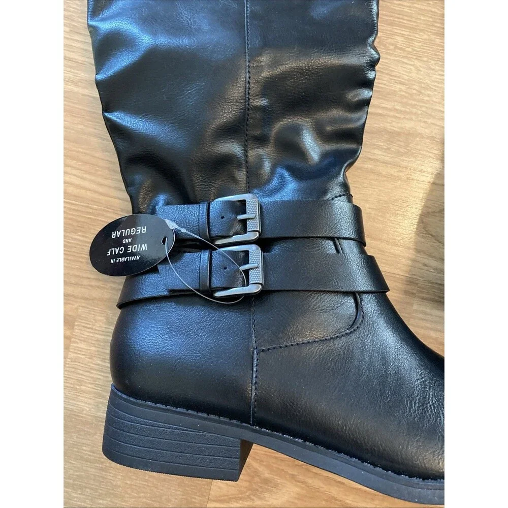Style & Co. Black Tall Riding Boots with Buckles